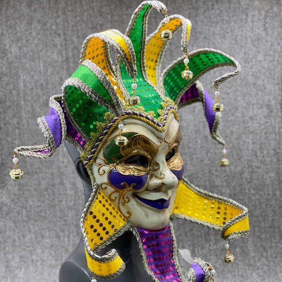 Luxury Venetian Mardi Gras Transitional Jester Joker For Masquerade Party Mask - Picture 2 of 3